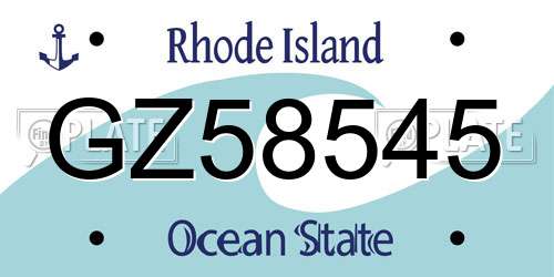 GZ58545 Rhode Island License Plate