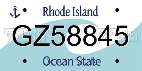 GZ58845 Rhode Island License Plate
