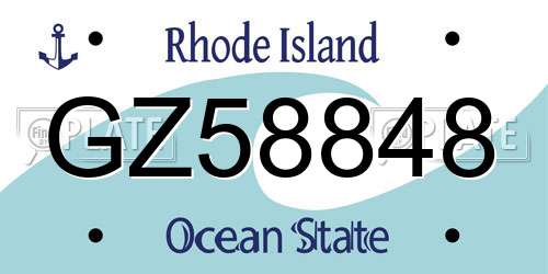 GZ58848 Rhode Island License Plate