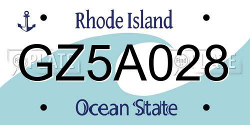 GZ5A028 Rhode Island License Plate