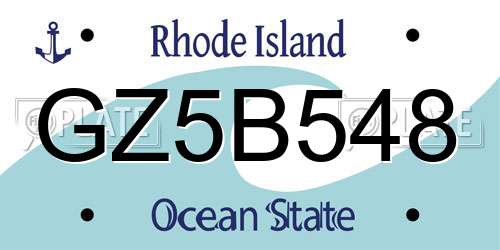 GZ5B548 Rhode Island License Plate
