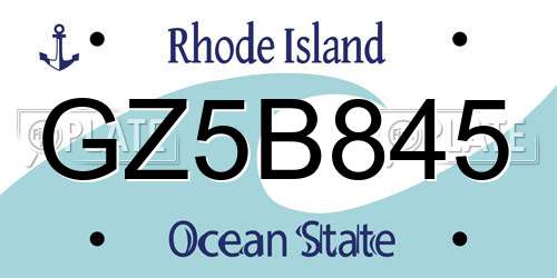 GZ5B845 Rhode Island License Plate