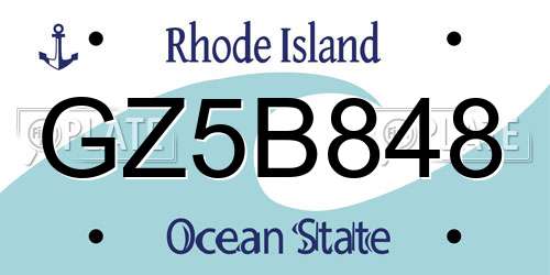GZ5B848 Rhode Island License Plate