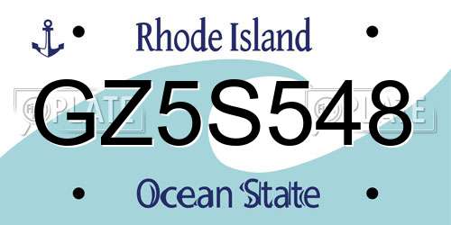 GZ5S548 Rhode Island License Plate