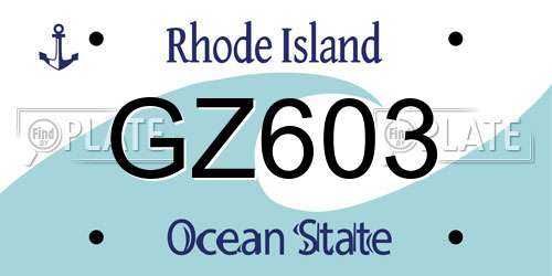 GZ603 Rhode Island License Plate