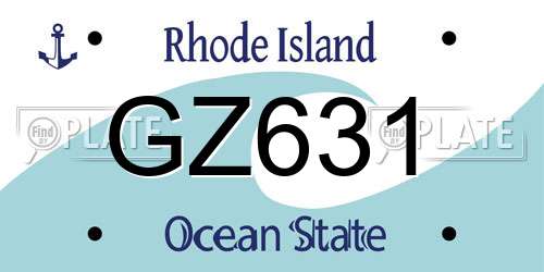 GZ631 Rhode Island License Plate