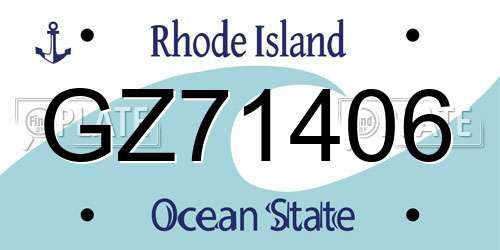 GZ71406 Rhode Island License Plate