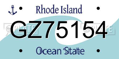 GZ75154 Rhode Island License Plate