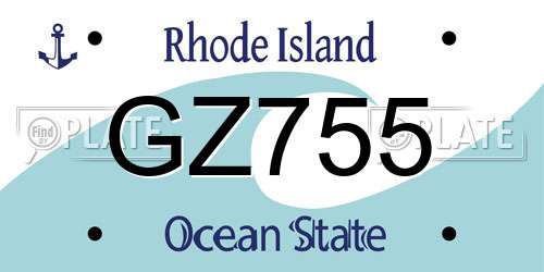 GZ755 Rhode Island License Plate