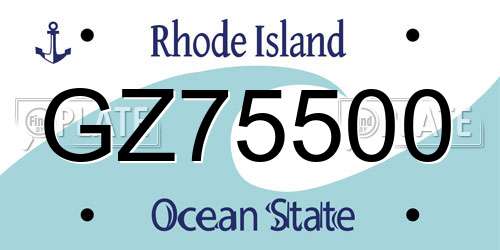 GZ75500 Rhode Island License Plate