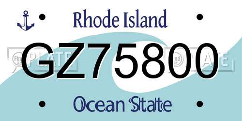 GZ75800 Rhode Island License Plate