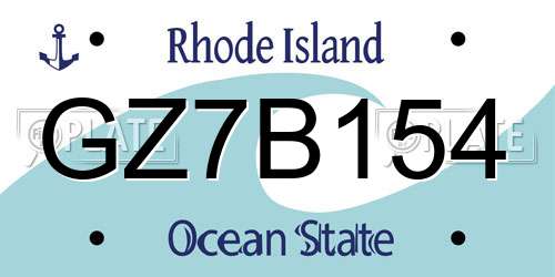 GZ7B154 Rhode Island License Plate