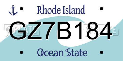 GZ7B184 Rhode Island License Plate