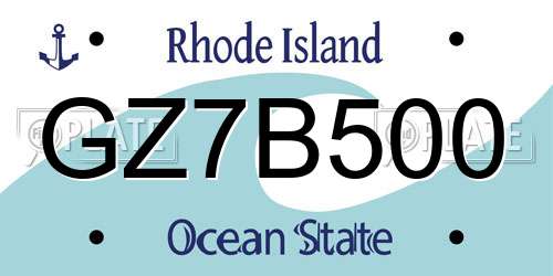 GZ7B500 Rhode Island License Plate