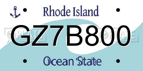 GZ7B800 Rhode Island License Plate