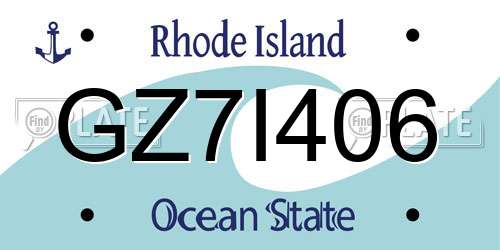 GZ7I406 Rhode Island License Plate