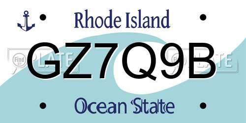 GZ7Q9B Rhode Island License Plate