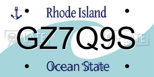 GZ7Q9S Rhode Island License Plate