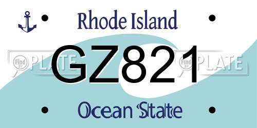 GZ821 Rhode Island License Plate