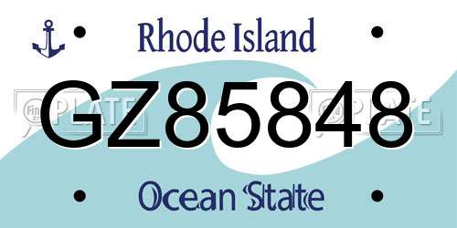 GZ85848 Rhode Island License Plate