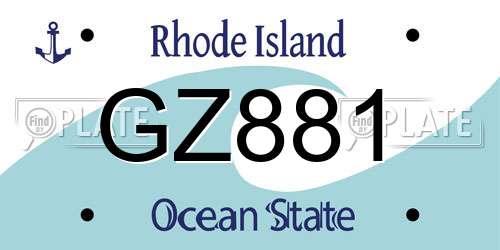 GZ881 Rhode Island License Plate