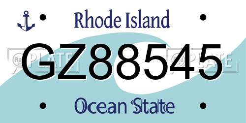 GZ88545 Rhode Island License Plate