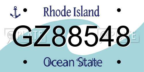 GZ88548 Rhode Island License Plate