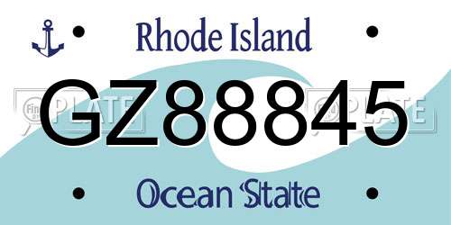 GZ88845 Rhode Island License Plate