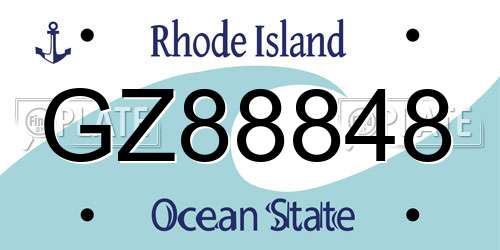 GZ88848 Rhode Island License Plate