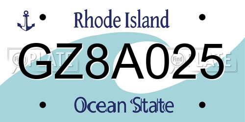 GZ8A025 Rhode Island License Plate