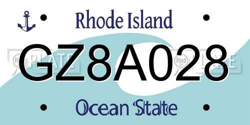 GZ8A028 Rhode Island License Plate