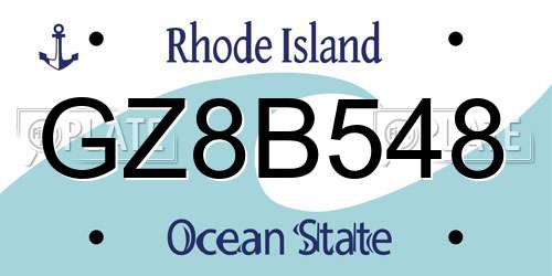 GZ8B548 Rhode Island License Plate