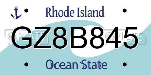 GZ8B845 Rhode Island License Plate