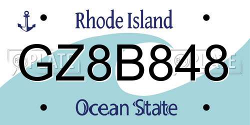 GZ8B848 Rhode Island License Plate