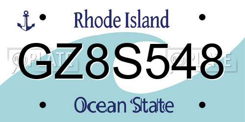 GZ8S548 Rhode Island License Plate