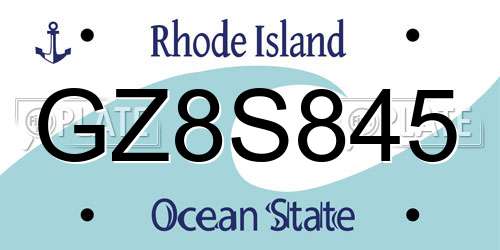GZ8S845 Rhode Island License Plate