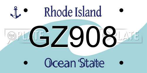 GZ908 Rhode Island License Plate
