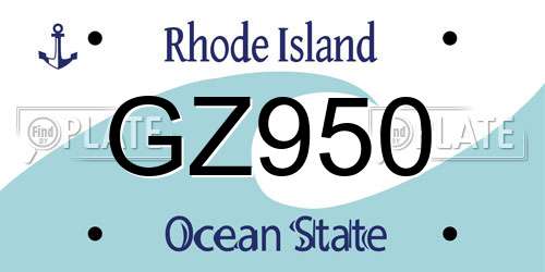 GZ950 Rhode Island License Plate