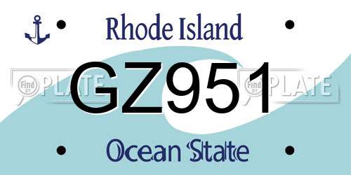 GZ951 Rhode Island License Plate
