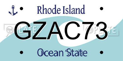 GZAC73 Rhode Island License Plate