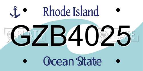 GZB4025 Rhode Island License Plate