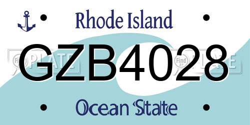 GZB4028 Rhode Island License Plate