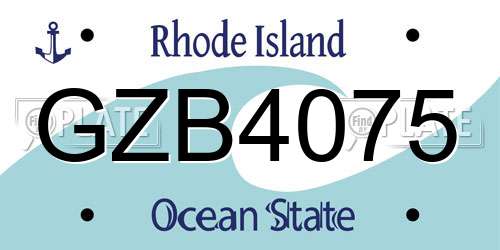 GZB4075 Rhode Island License Plate