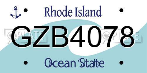 GZB4078 Rhode Island License Plate