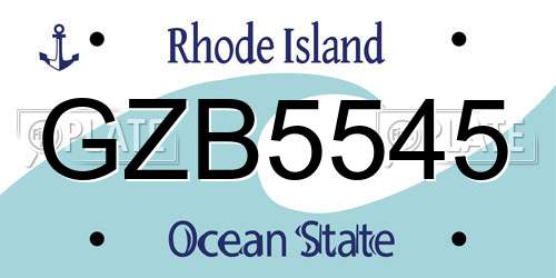 GZB5545 Rhode Island License Plate