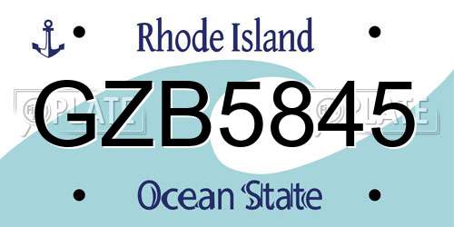 GZB5845 Rhode Island License Plate