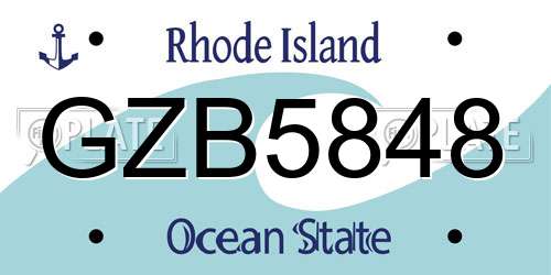 GZB5848 Rhode Island License Plate