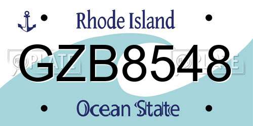 GZB8548 Rhode Island License Plate