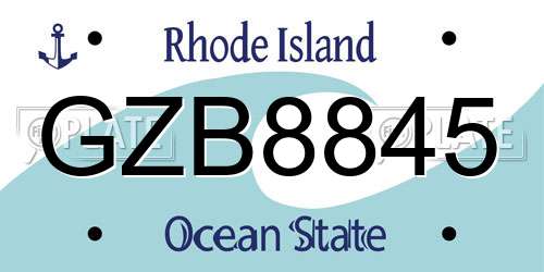 GZB8845 Rhode Island License Plate