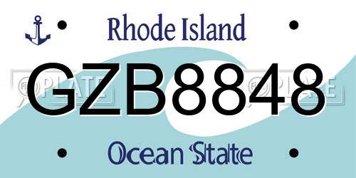 GZB8848 Rhode Island License Plate